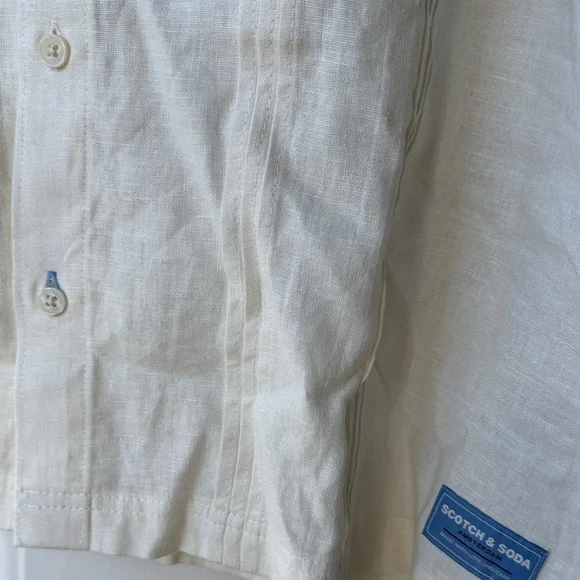 Scotch & Soda Men's Light Cream Button Down Shirt - Picture 8 of 12